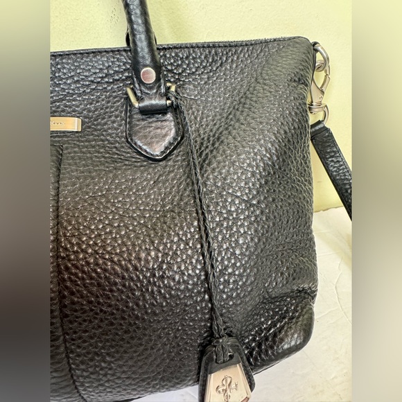 Cole Haan Pebble Leather Satchel Shoulder Crossbody Bag Tote Logo Minimalist Fob - Picture 11 of 16